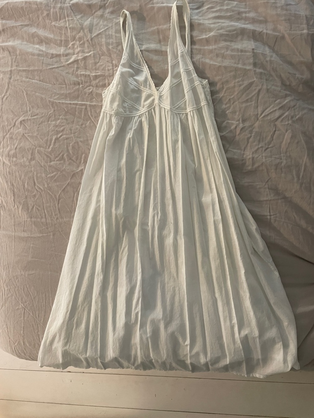 Women's Cream Cotton Slip Chemise - Lightweight V-Neck Nightdress